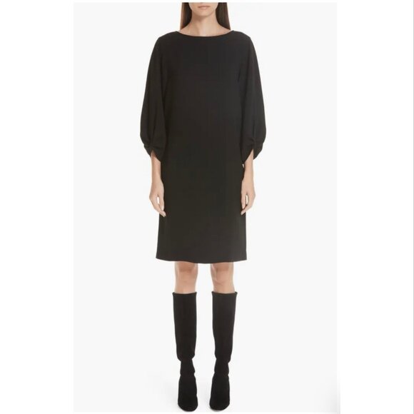 Lafayette 148 New York Wynona Finesse Crepe Shift Dress Black $598 - Picture 9 of 11